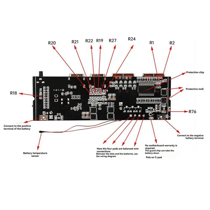 ABQU Power Bank Double Type-C Port 100W, 5S 18650 Charging Circuit Board DIY Module, Fast Charging Mobile Power Module