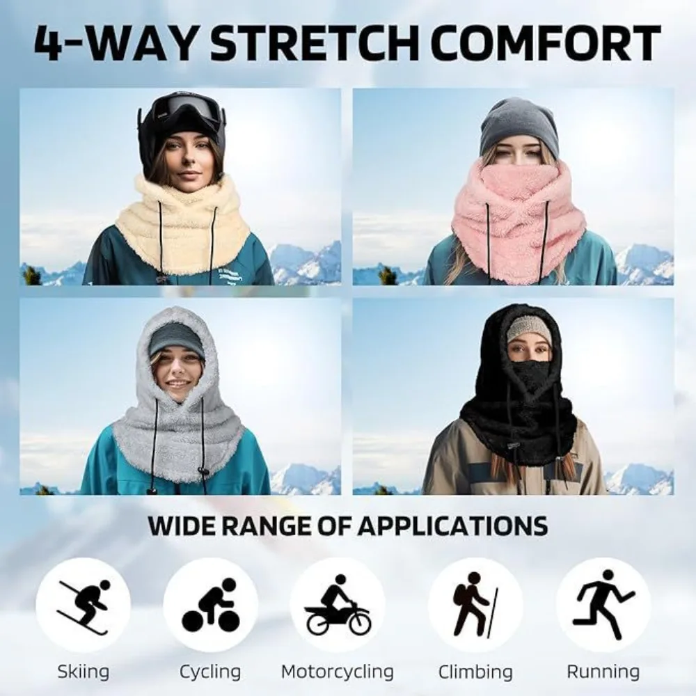 New Arctic Velvet Sherpa Hood Ski Mask Adjustable Warm Tool Warm Hood Thicken Masked Caps Hiking Scarves Men Women