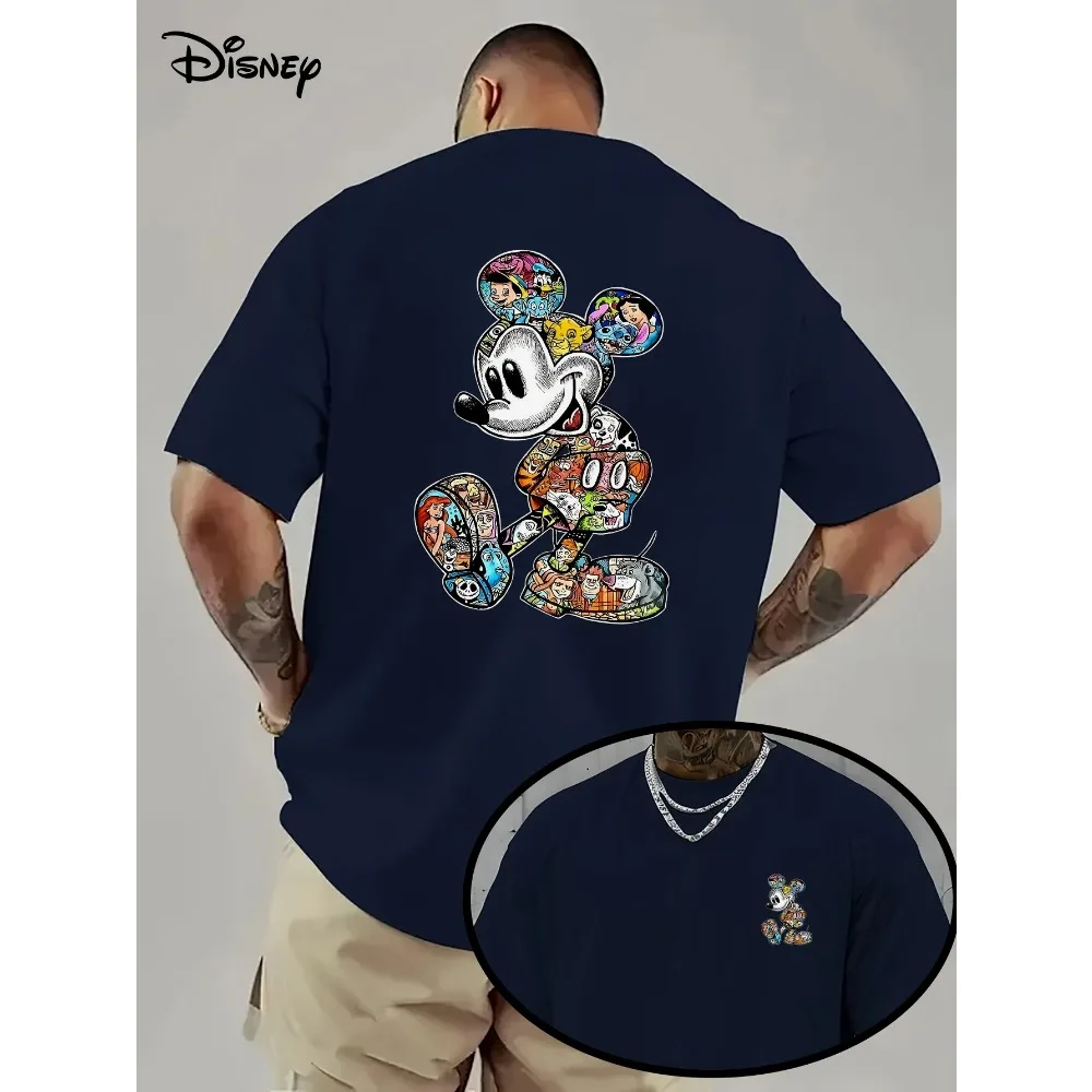 

2026 новейшая футболка из чистого хлопка с Микки Маусом Disney для повседневного спорта, удобная модная мужская одежда из чистого хлопка