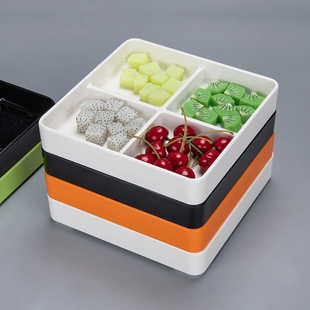 

Four Grids Melamine Snack Plate Large Capacity Fruit Dessert Tray Hot Pot Kitchen Picnic Camping Wedding Gathering Gift Bowl