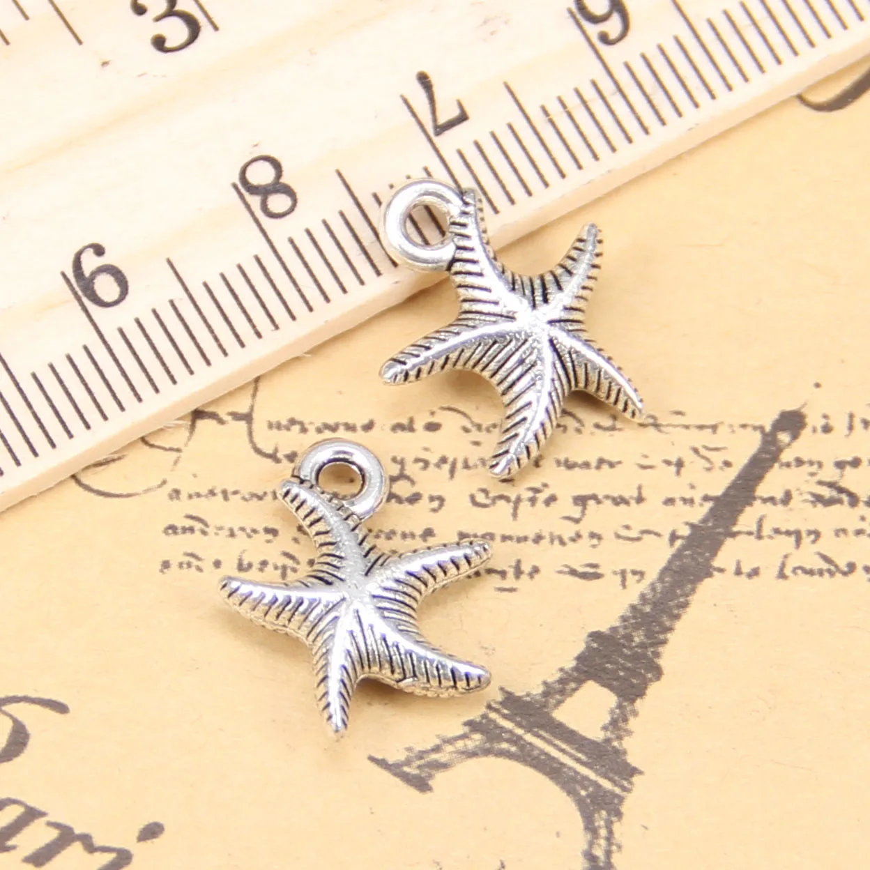 112pcs Charms For Jewelry Making double sided starfish 16x14mm Antique Silver Plated Pendants DIY Tibetan Silver Necklace