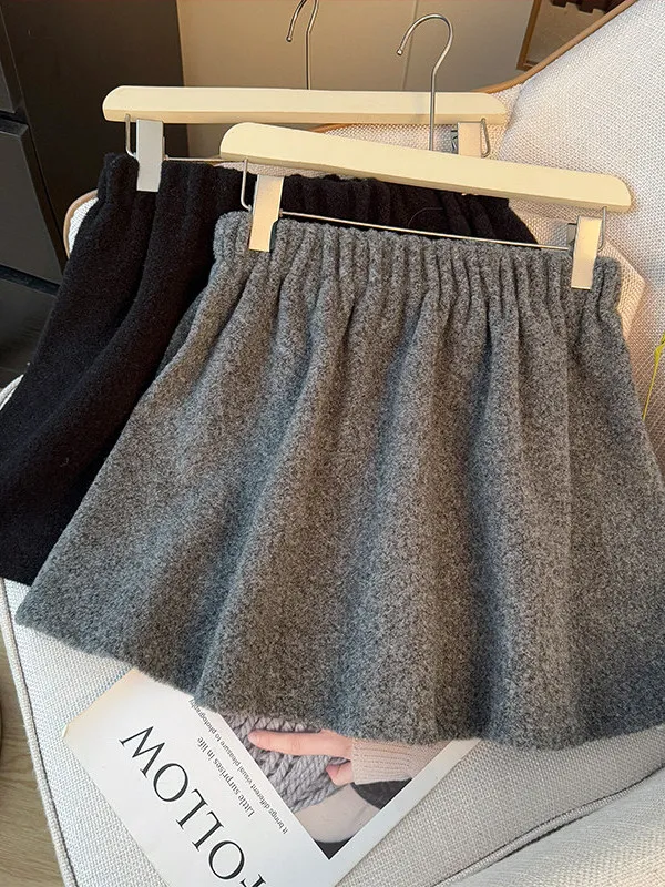 

Retro Korean Ladylike High Waist Woolen Skirt Women's Spring 2026 Slimming A-Line Anti-Light ort Skirt Trendy