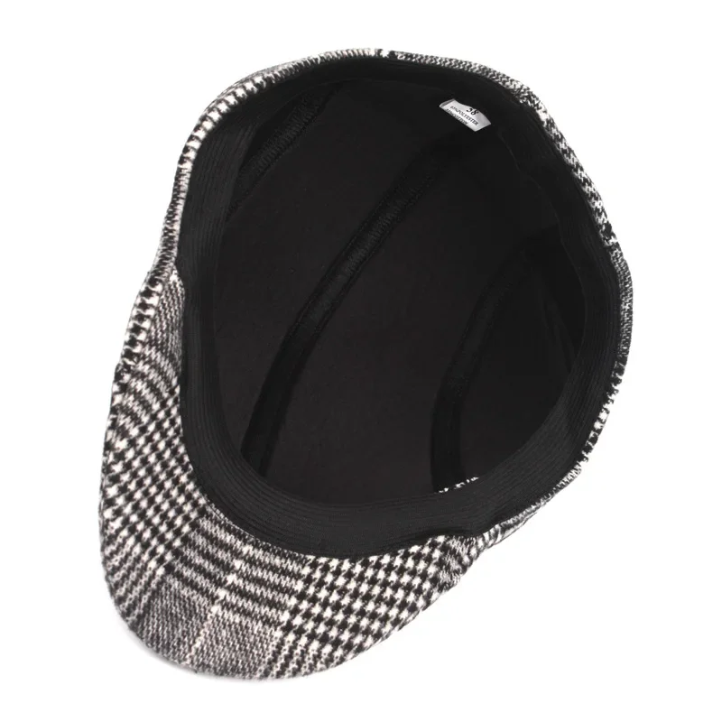 Men Women Cotton Plaid Berets Caps Middle-Aged Autumn Winter Hats Boina Herringbone Newsboy Baker Boy Hat Tweed Flat Cap