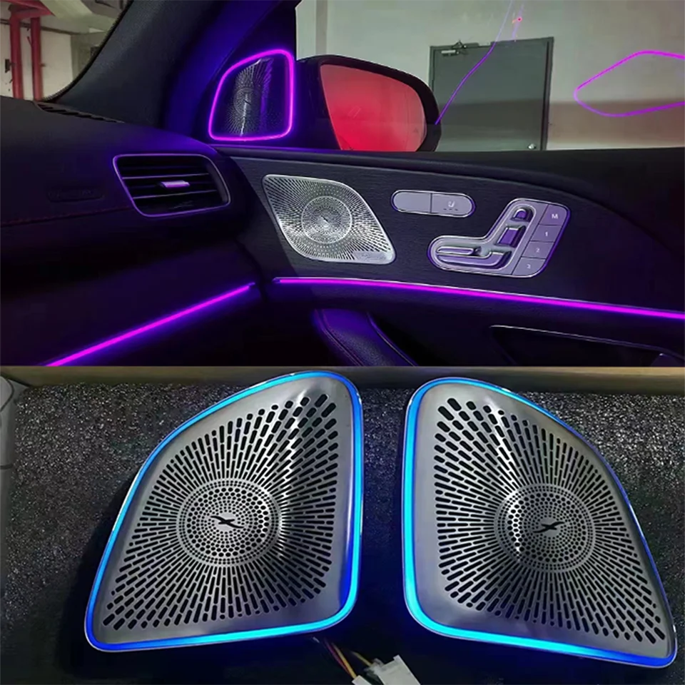 メルセデスベンツのドアとオーディオのスピーカー,アンビエントライト