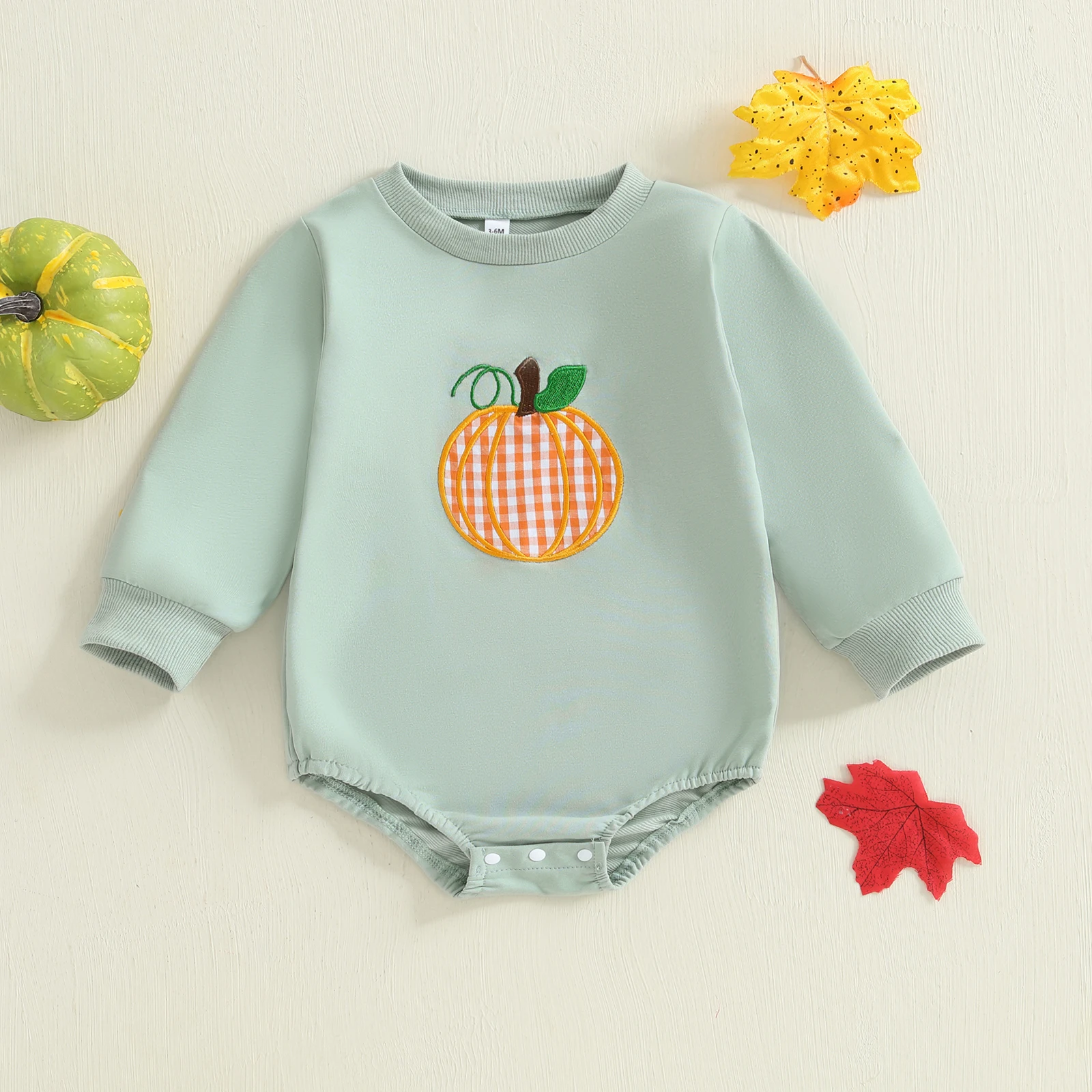 

Lioraitiin Newborn Baby Girl Boy Halloween Sweatshirt Romper Pumpkin Embroidery Long Sleeve Jumpsuit Cute Clothes