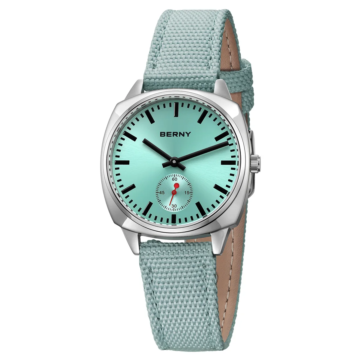 BERNY Ladies Railway Watch Canvas Women Wristwatch Quartz Pillow Watch for Women Casual Versatile Ladies Watch