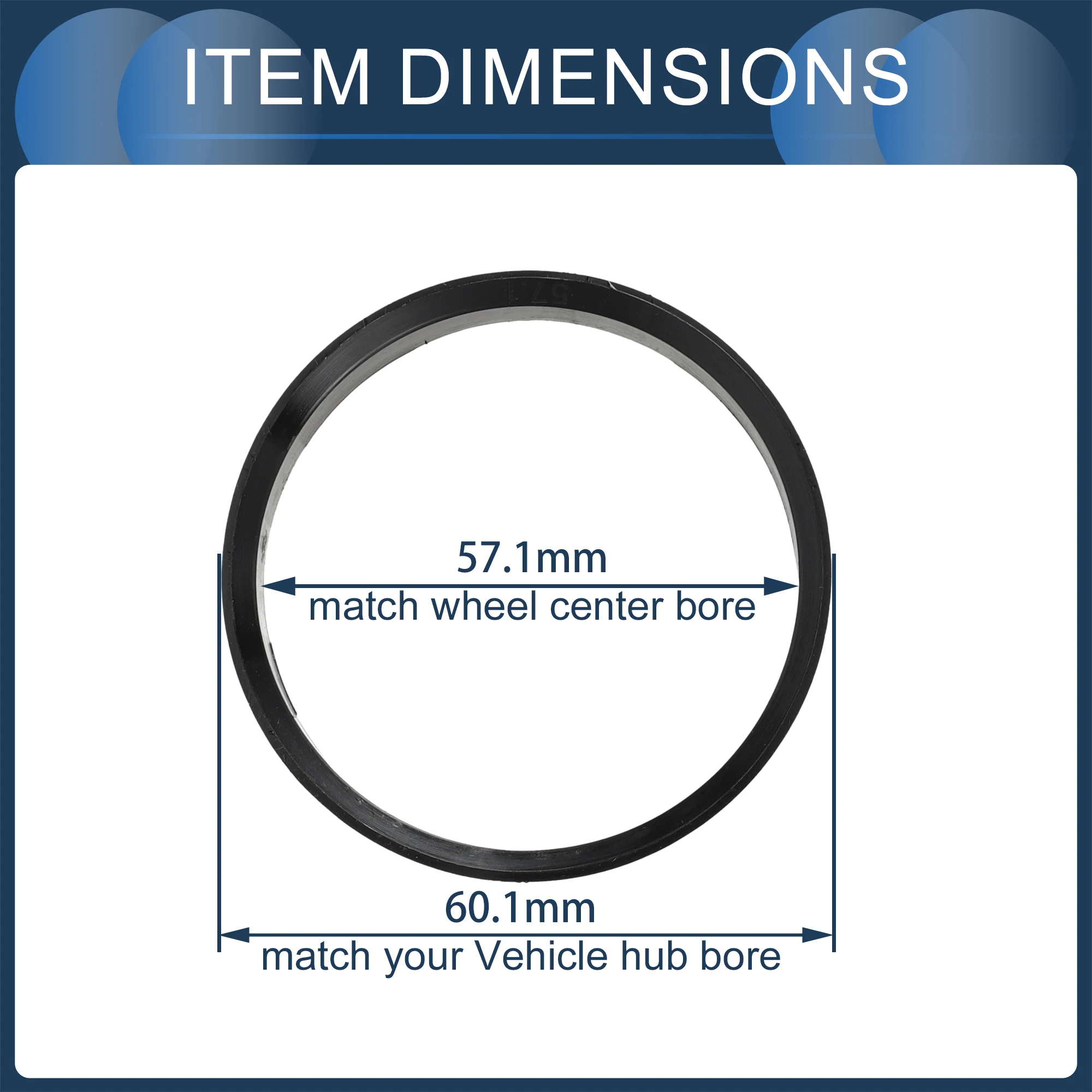 UXCELL-Anneaux centraux de moyeu de roue de voiture, 57.1mm, ID 66.6mm, OD, plastique ABS noir, 4 pièces