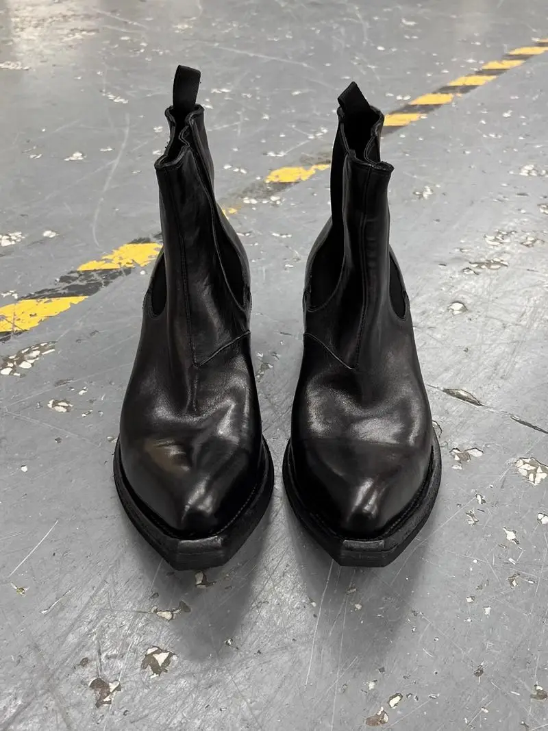 2026 High-top Men's Heightened Thick-soled Pointed-toed Chelsea British Casual Trendy High-heeled Wizard Boots