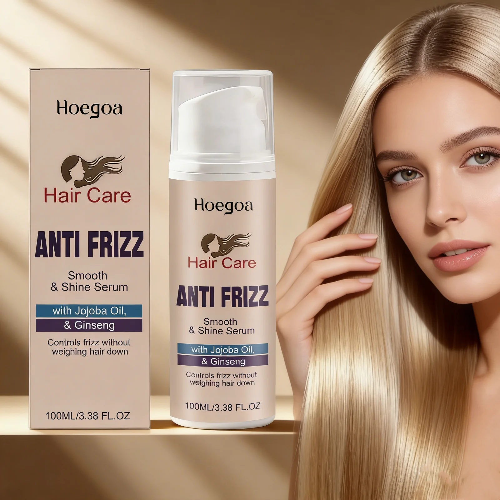 

Anti Frizz Smooth Hair Serum With Jojoba Oil Ginseng Lasting Nourish Repair Split Ends Lightweight Shine Hair Treatment Essence