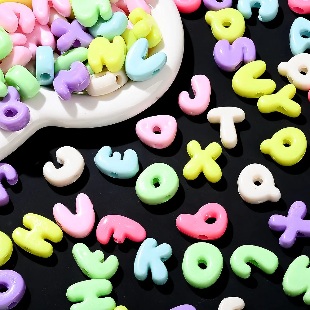 500g, ca. 175 Stück, bunte, interessante 3D-Alphabetperlen, einzigartiges Design, A-Z-Buchstaben, Acrylperlen mit großem Loch für DIY-Dekorationen – Detail 4