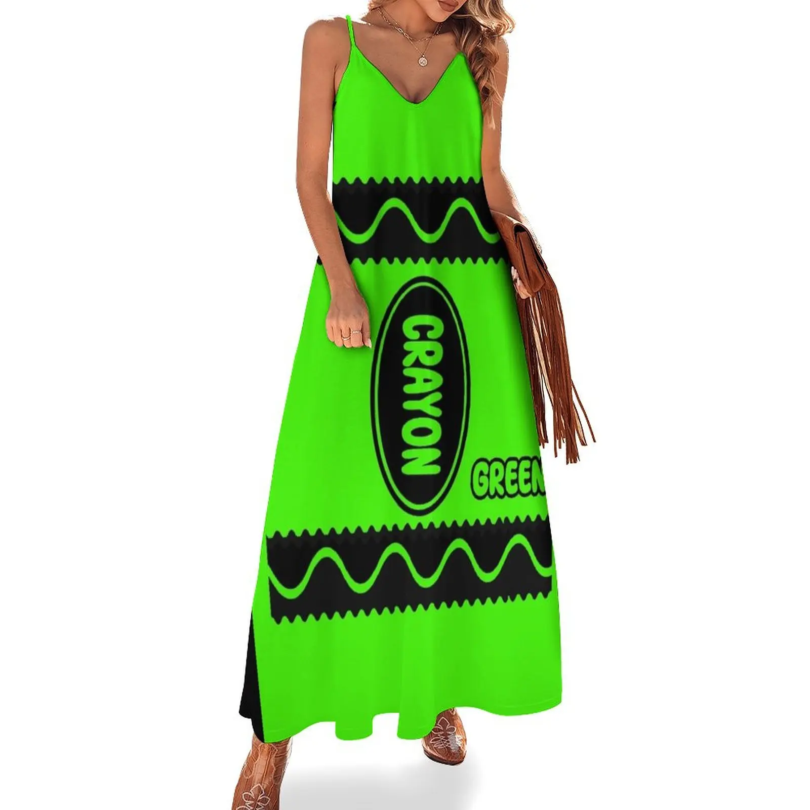 

crayon - halloween costume - green Sleeveless Dress summer women's dress 2025 dress women summer