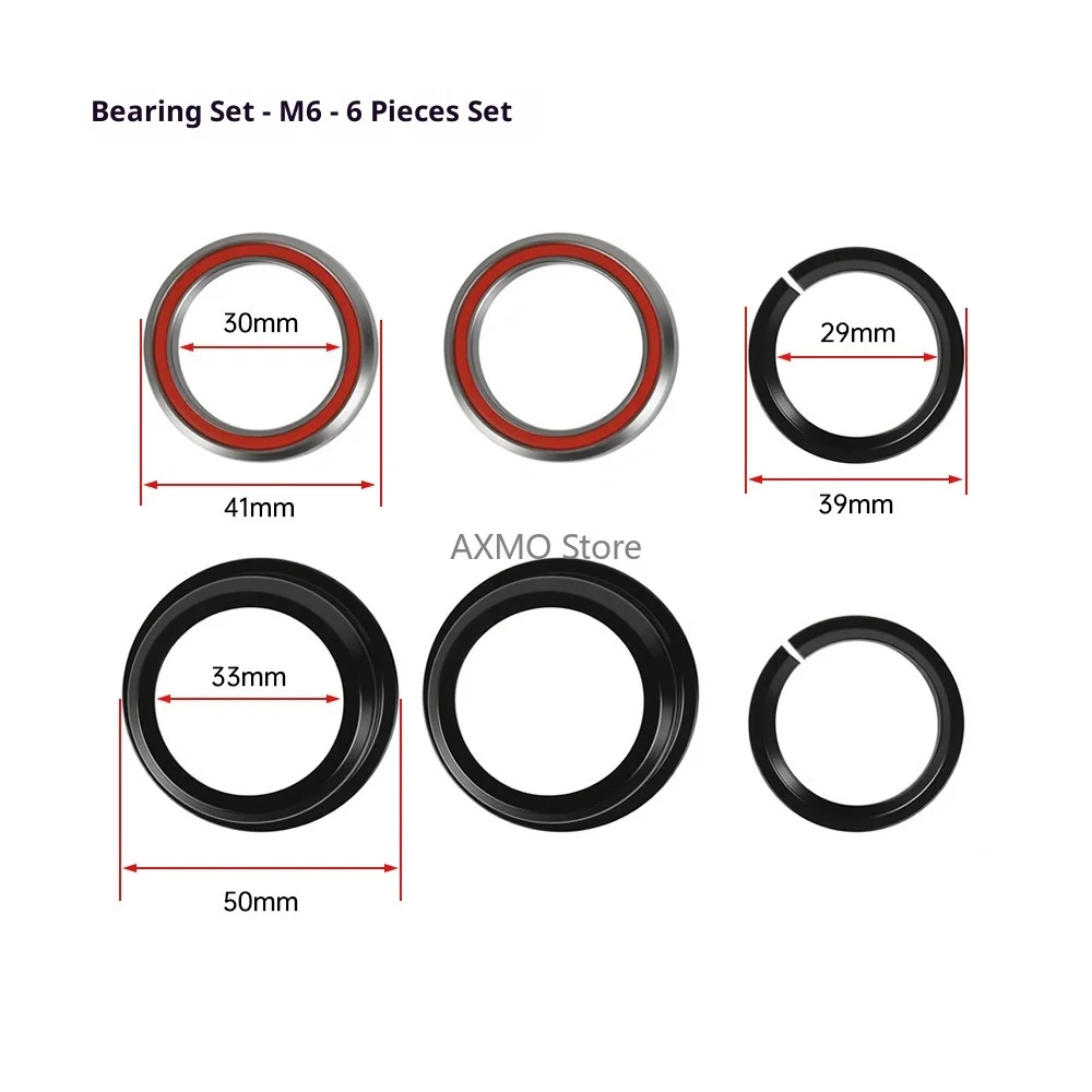 

Electric Scooter Front Fork Upper Lower Bowl Set Fixed Ring M6 Bearing Kit 6-Piece Electric Scooter Accessories Parts