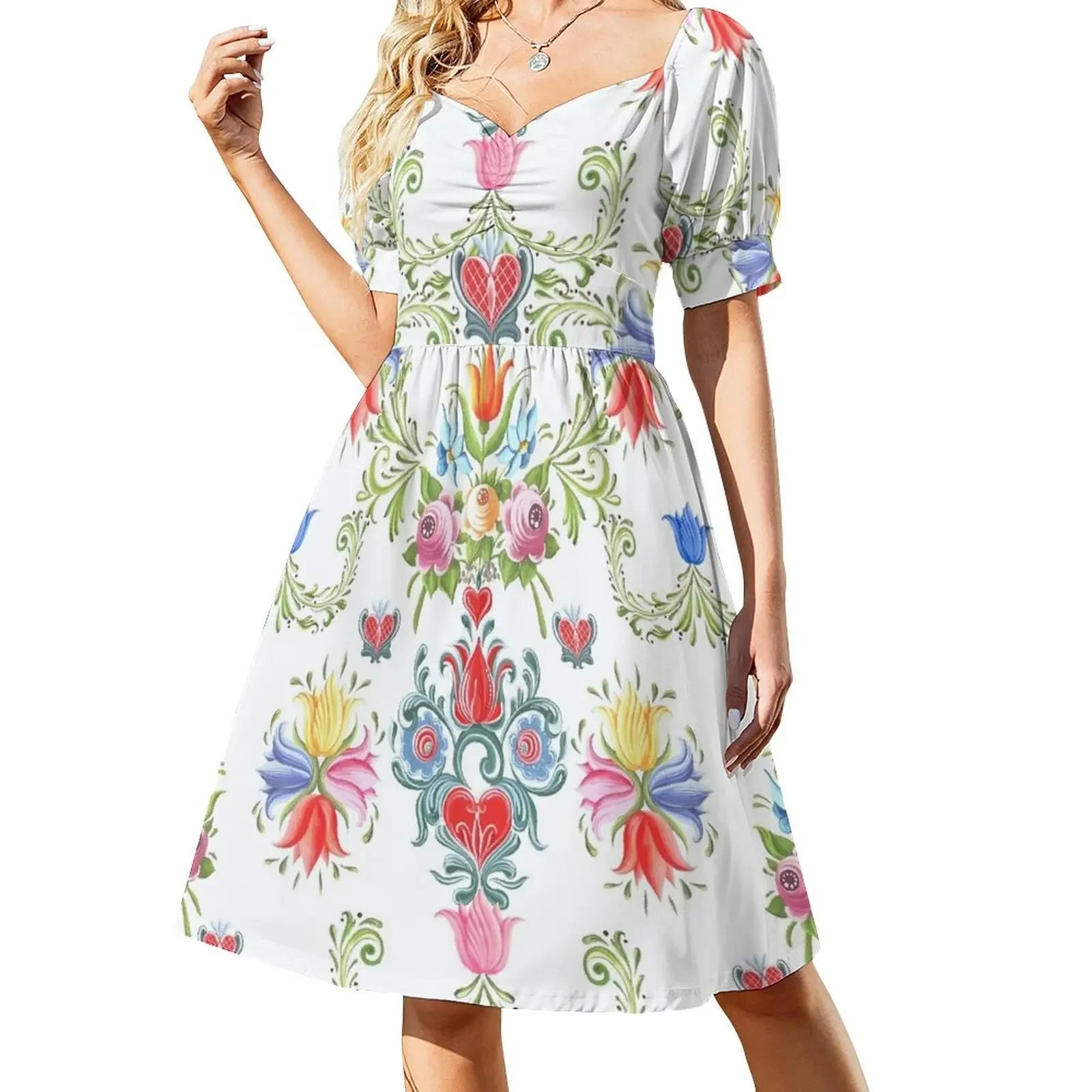 

Midsummer Festival Flowers Short-Sleeved Dress Party dresses women dress sexy dress for women