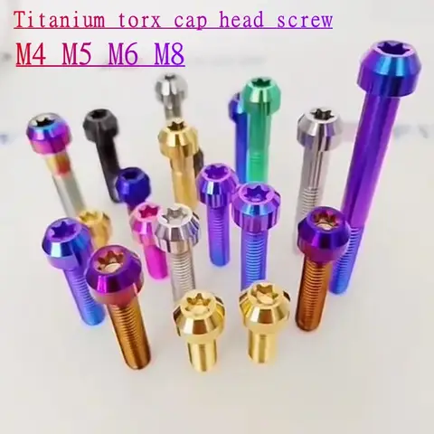 1pc Titanium Bolt M4 M5 M6 M8 Inner Torx cap Head colourful Ti Bolts Screw for Bicycle Motor Modify Dropshipping