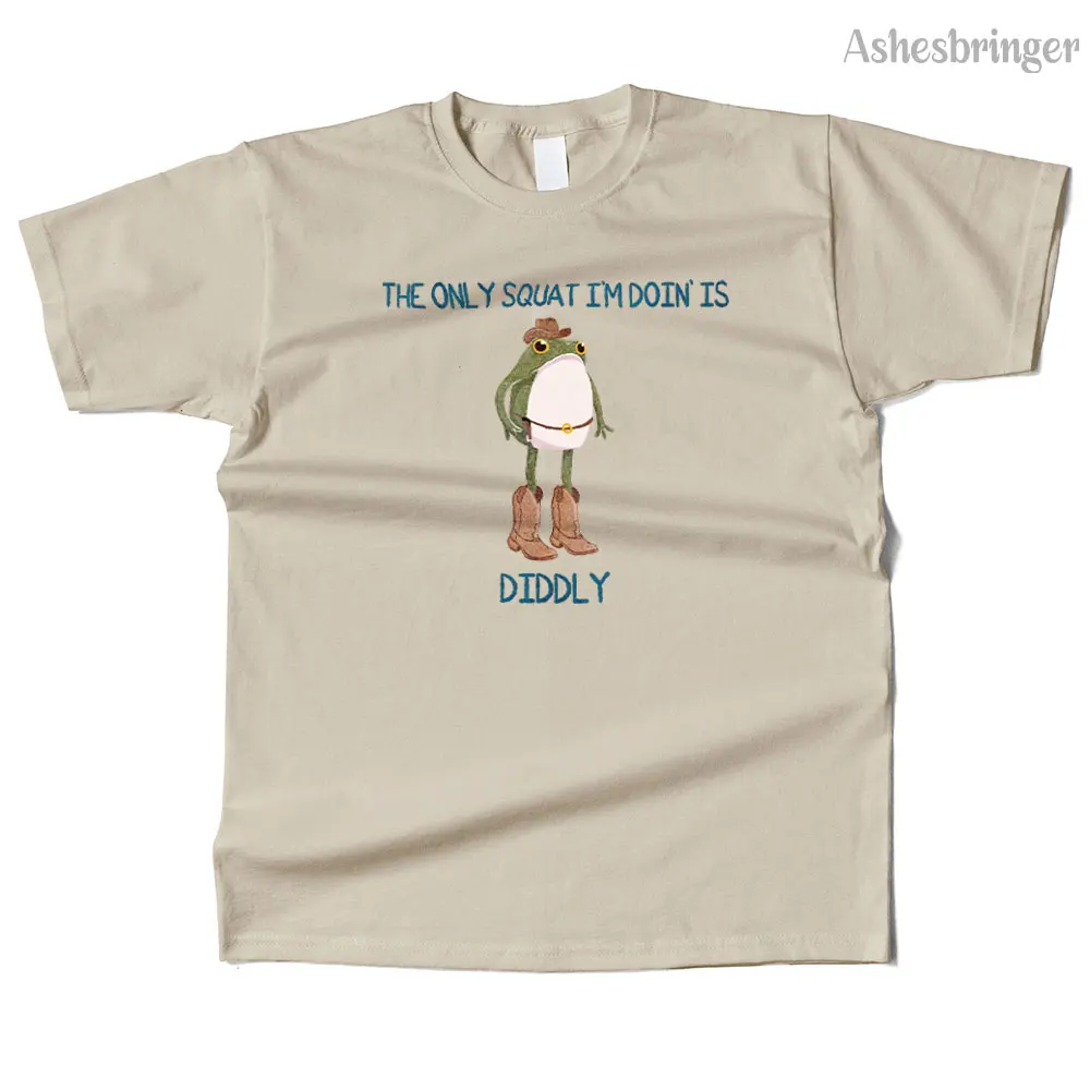 Mens Cotton The Only Squat I’m Doin’ Is Diddly Graphic Funny T Shirt Street Casual Style Tee for Men and Women