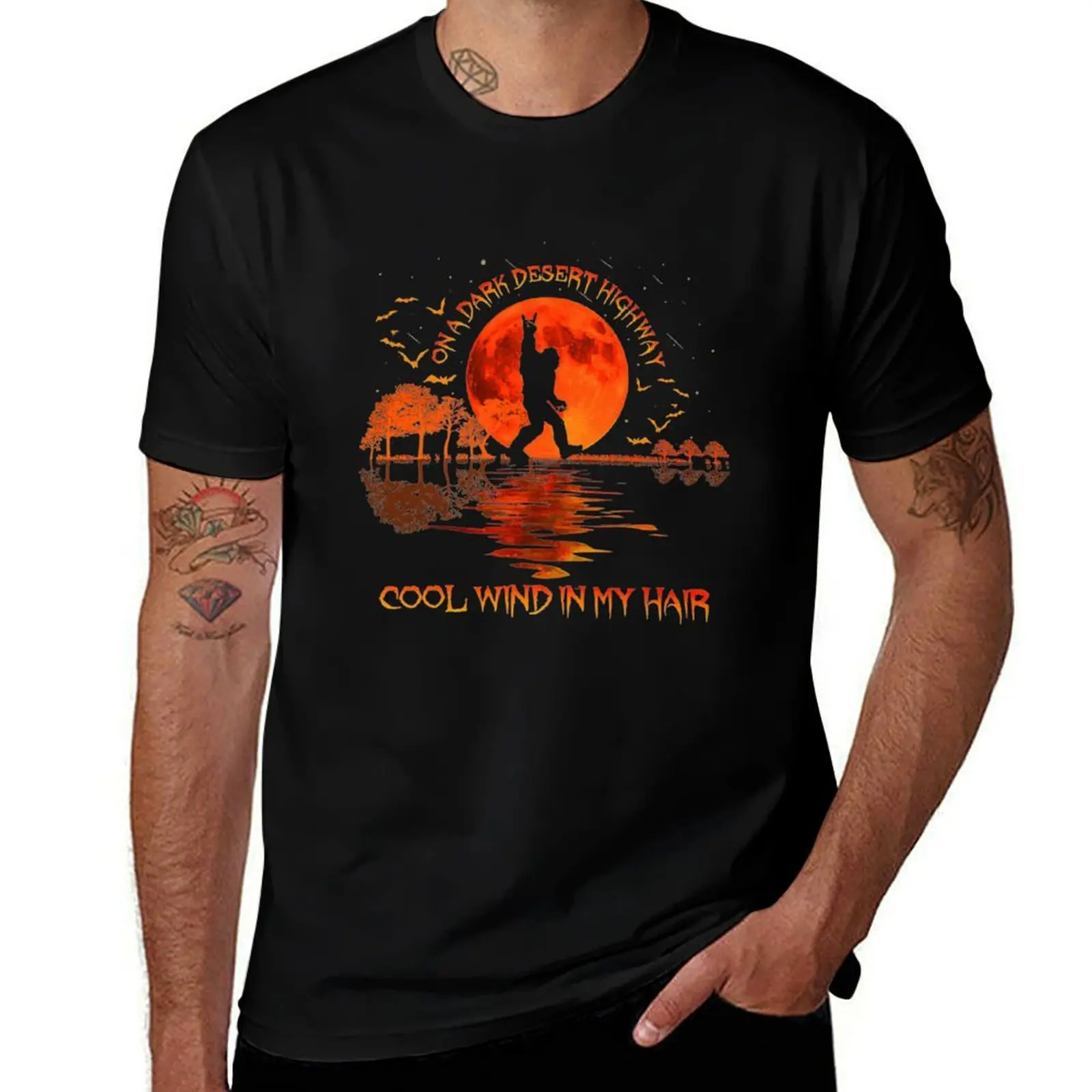 Bigfoot On a dark desert highway cool wind in my hair T-Shirt Quick Dry Fishing T-Shirt