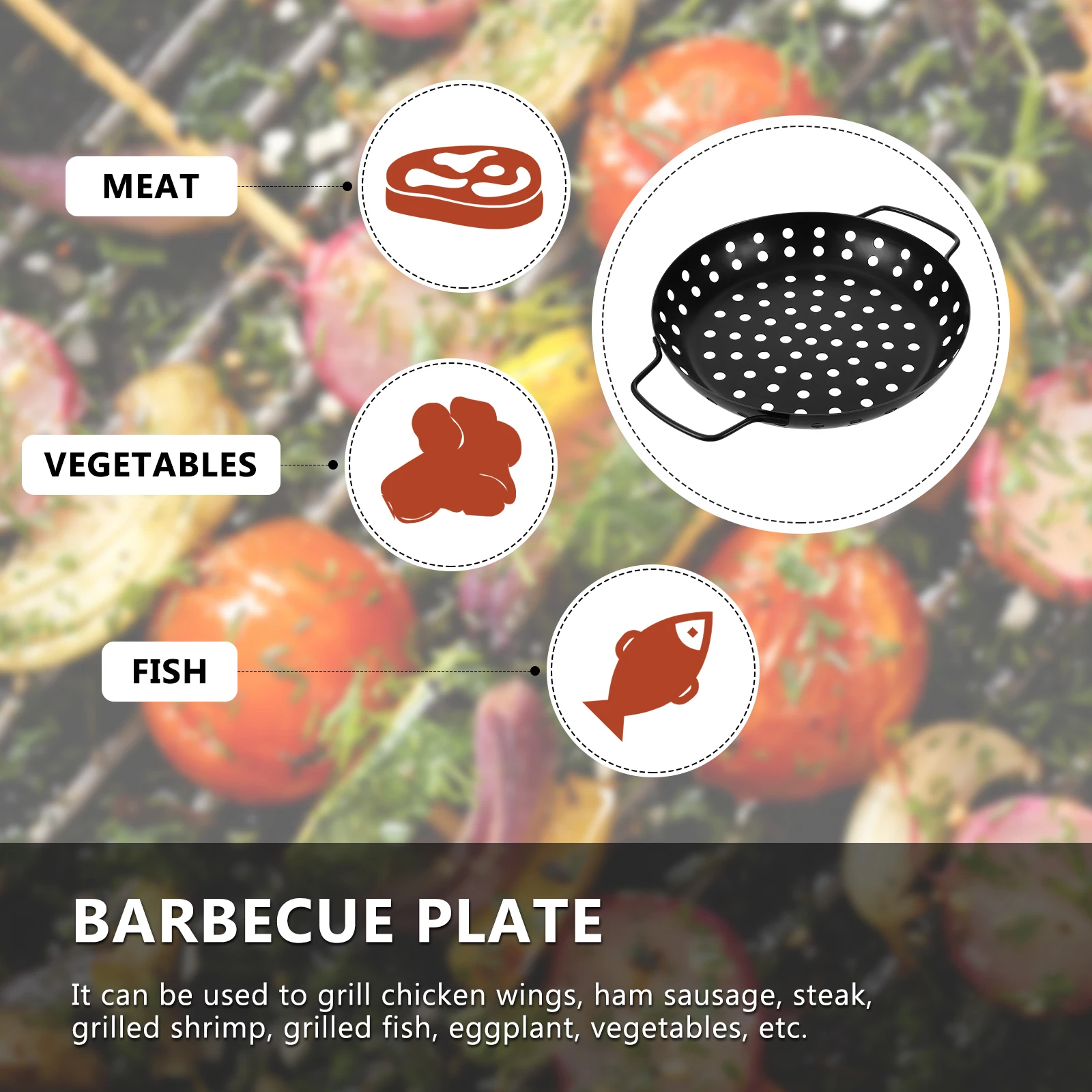 

Уличная корзина для гриля с антипригарным покрытием и большими отверстиями, двойные ручки, термостойкая сковорода для барбекю, идеально подходящая для дома и