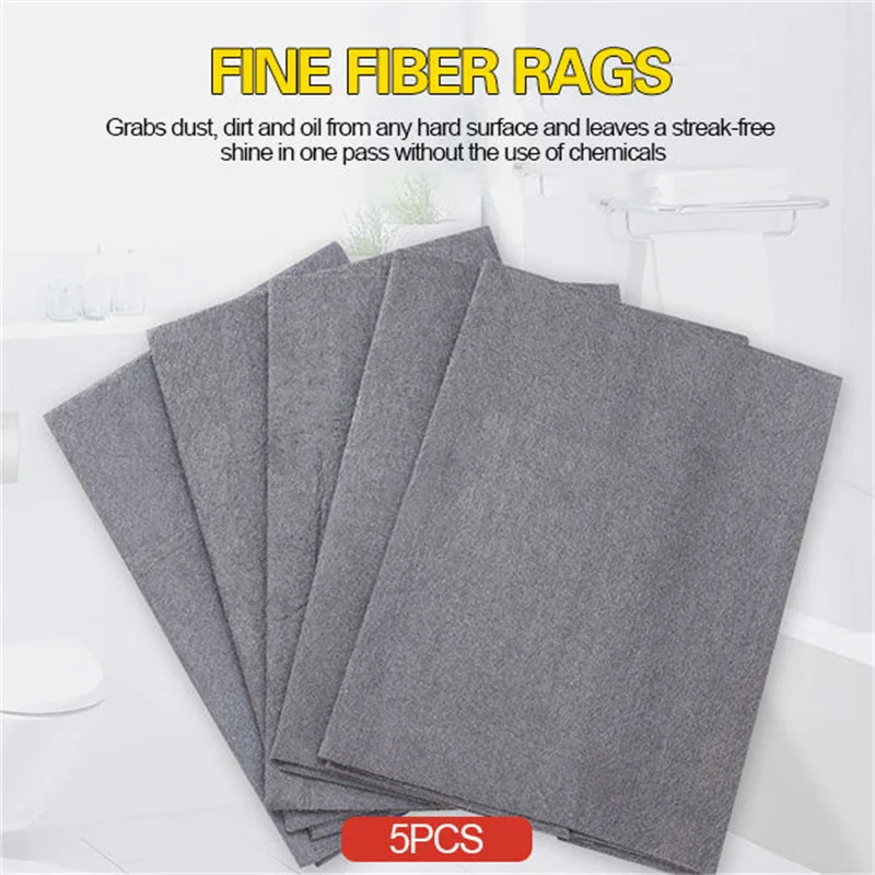 5Pcs No Trace Cleaning Cloth Microfiber Absorbent Dish Cloth Tableware Rag Home Cleaning Towel for Kitchen Bathroom Car