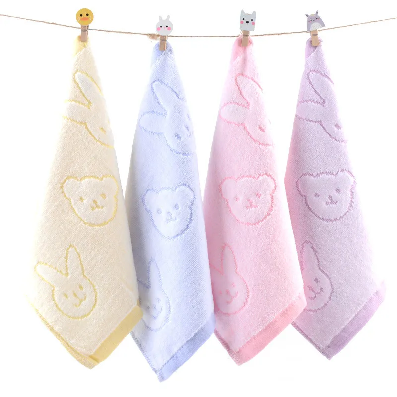 

1Pcs 25x25cm Small Square Face Towel Cartoon Bear Cotton Kindergarten Hand Wash Cloth Water Absorbent Soft