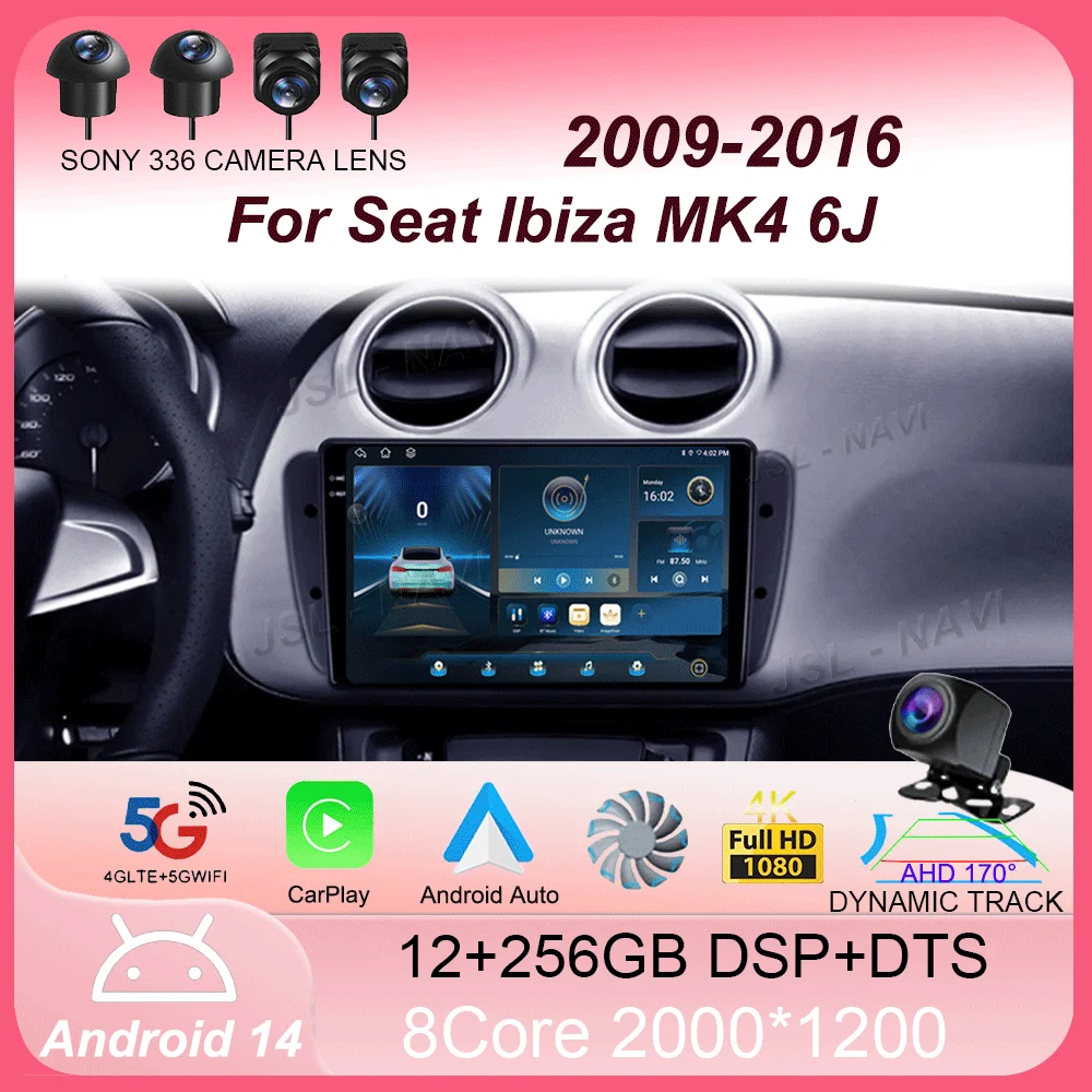 Android 14 Car Radio For Seat Ibiza MK4 6J SportCoupe Ecomotive Cupra 2009 2010 2011 2012 - 2016 Multimedia Video Player Stereo