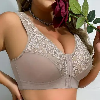 BEAUWEAR 7 Kanca Ön Kapanış Astarsız Ince Konfor Sutyen Düz Çiçek Iç Çamaşırı Tam Fincan Minimizer Kablosuz Lingerie 0XL-5XL