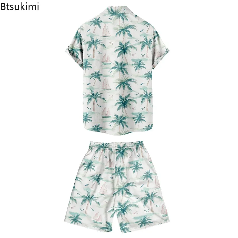 Hawaiian Vacation Sets Men's Fashion Print Summer Casual 2-piece Sets Short Sleeve Shirt and Shorts Daily Versatile Beach Outfit