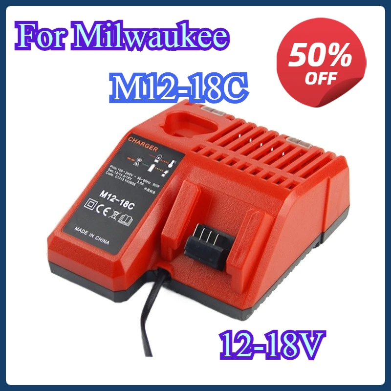 

Replace 3A 12V 14V 18V Rapid Fast Li-Ion Charger Fit For Milwaukee M12-18C Dual Port Multi-Voltage Lithium-Ion Battery M12 M18