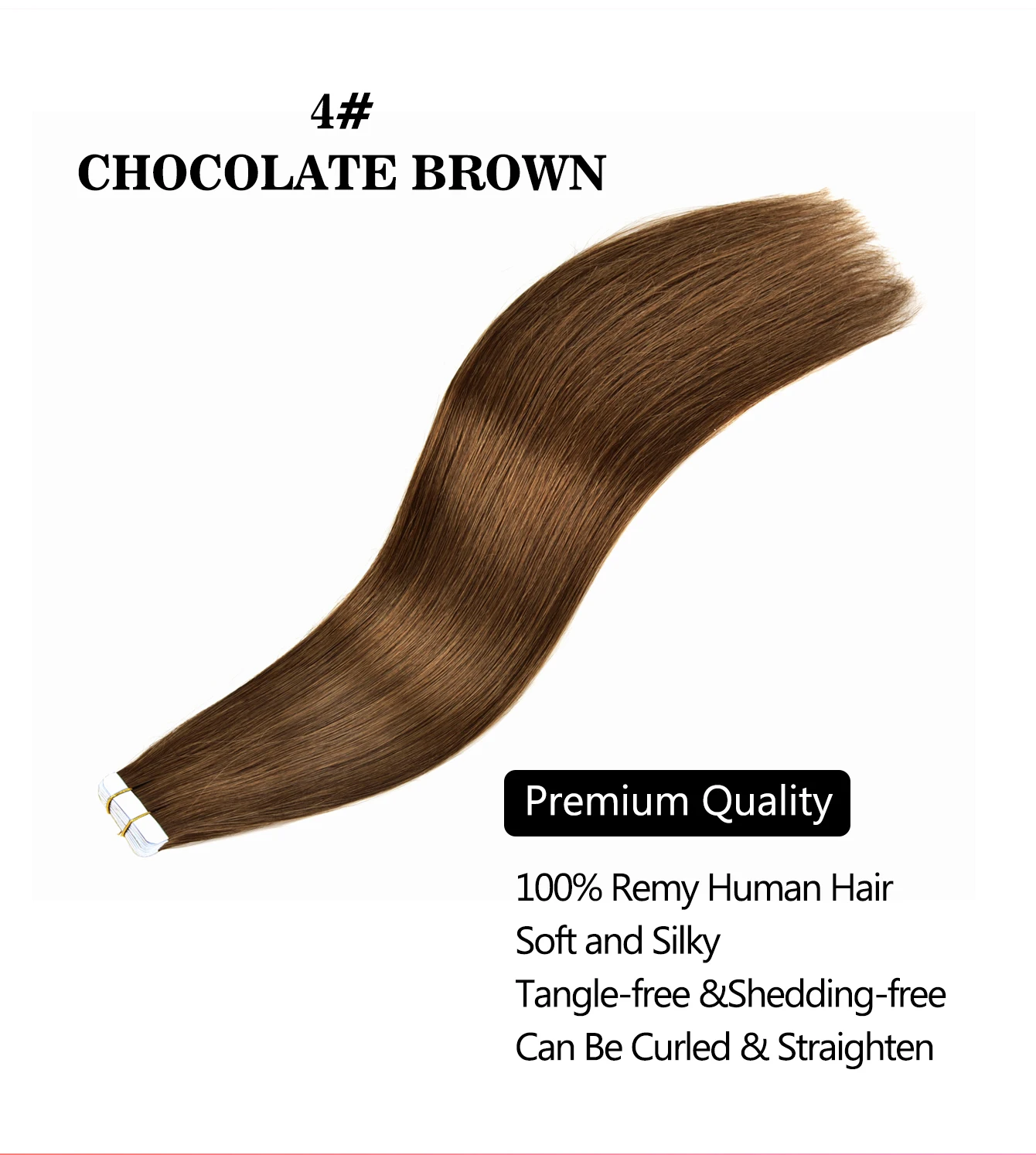 ストレートテープでヘアエクステンション 100% リアルレミー人毛ナチュラルスキン横糸両面粘着テープヘアエクステンション