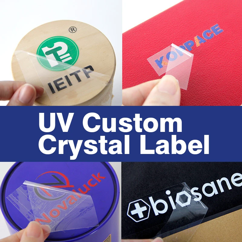 UV 3D Custom Transfer Sticker DTF Print Brand Logo Clear Crystal Label Shine Gold Silver Metal Embossed Hollow Decal Waterproof