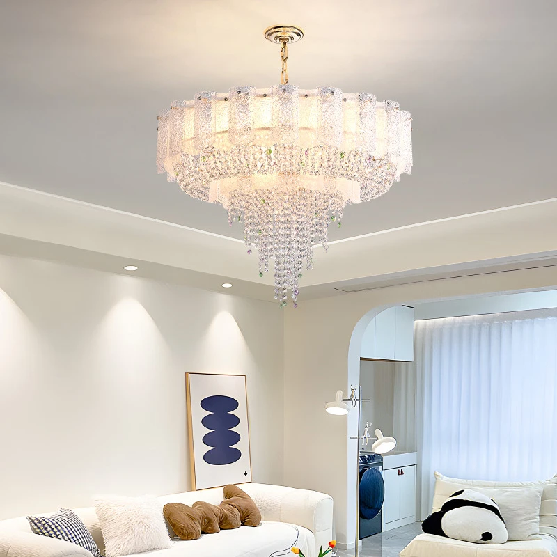 

Creative Crystal Chandelier For Living Dining Room Round Home Decor Hanging Lamp Gold Bedroom Lighting Fixture Luxury Lustre