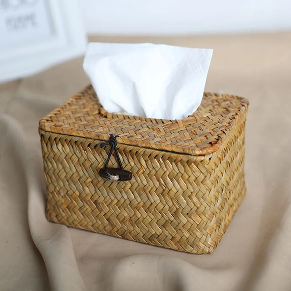 

Straw Tissue Box Napkin Storage Container Holder Car Decor Paper Towel Decorate