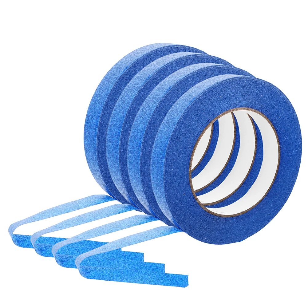 

4 Rolls Automotive Masking Tape Car Paint Edging Trim Adhesive For Wall Glass Low Tack Masking Tape For Diy Professional Use