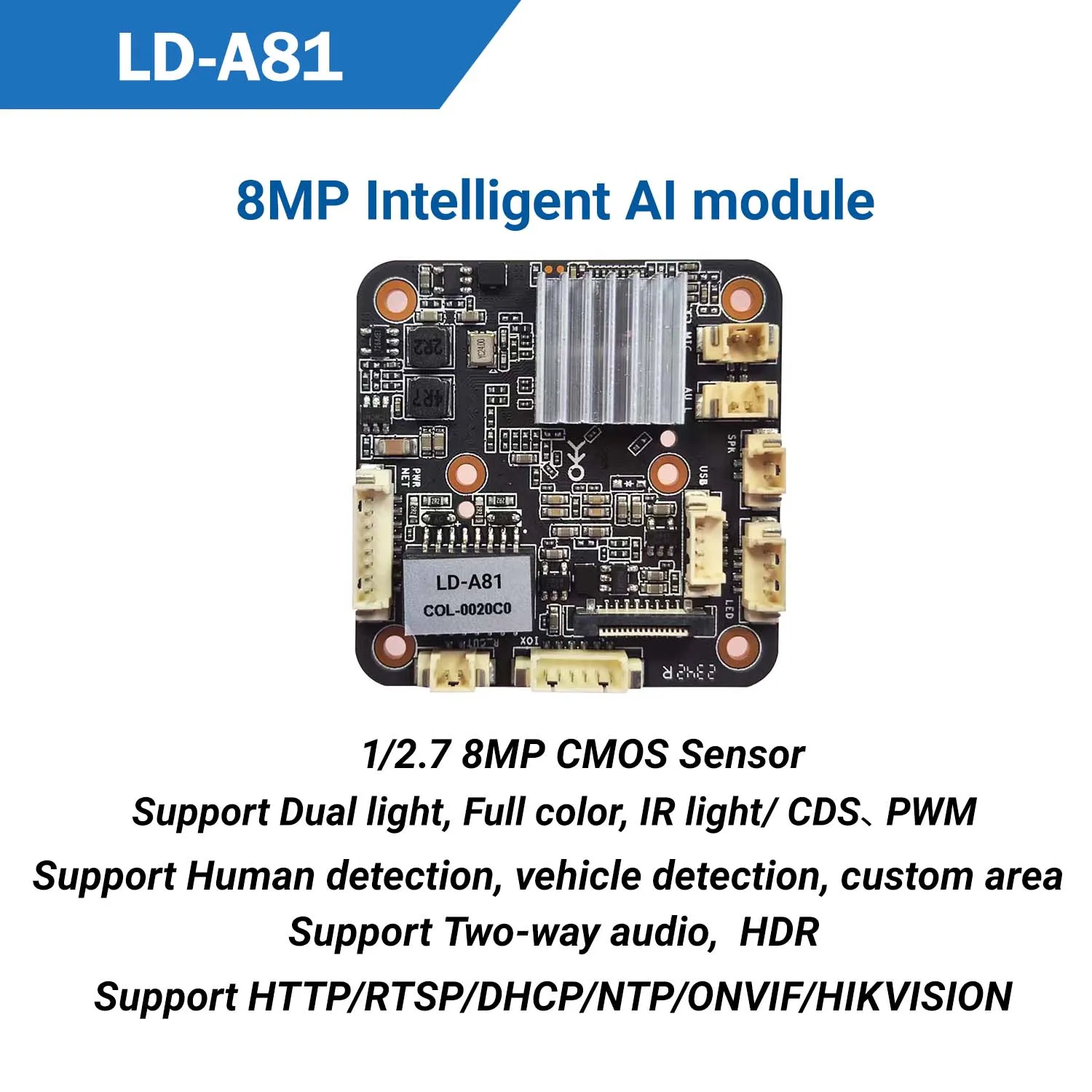 IPC 8MP 4k LD-A81 AI Intelligent Dual-light Module Network Video Recorder for Security Surveillance Webcam