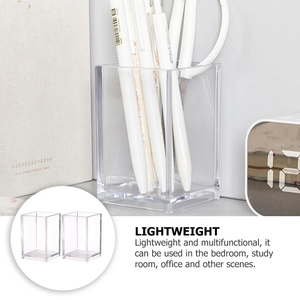 

2Pcs Desktop Storage Bucket Pen Holder Photo Holder Multifunctional Organizer for Pens Rulers Name Cards Stationery Organizer