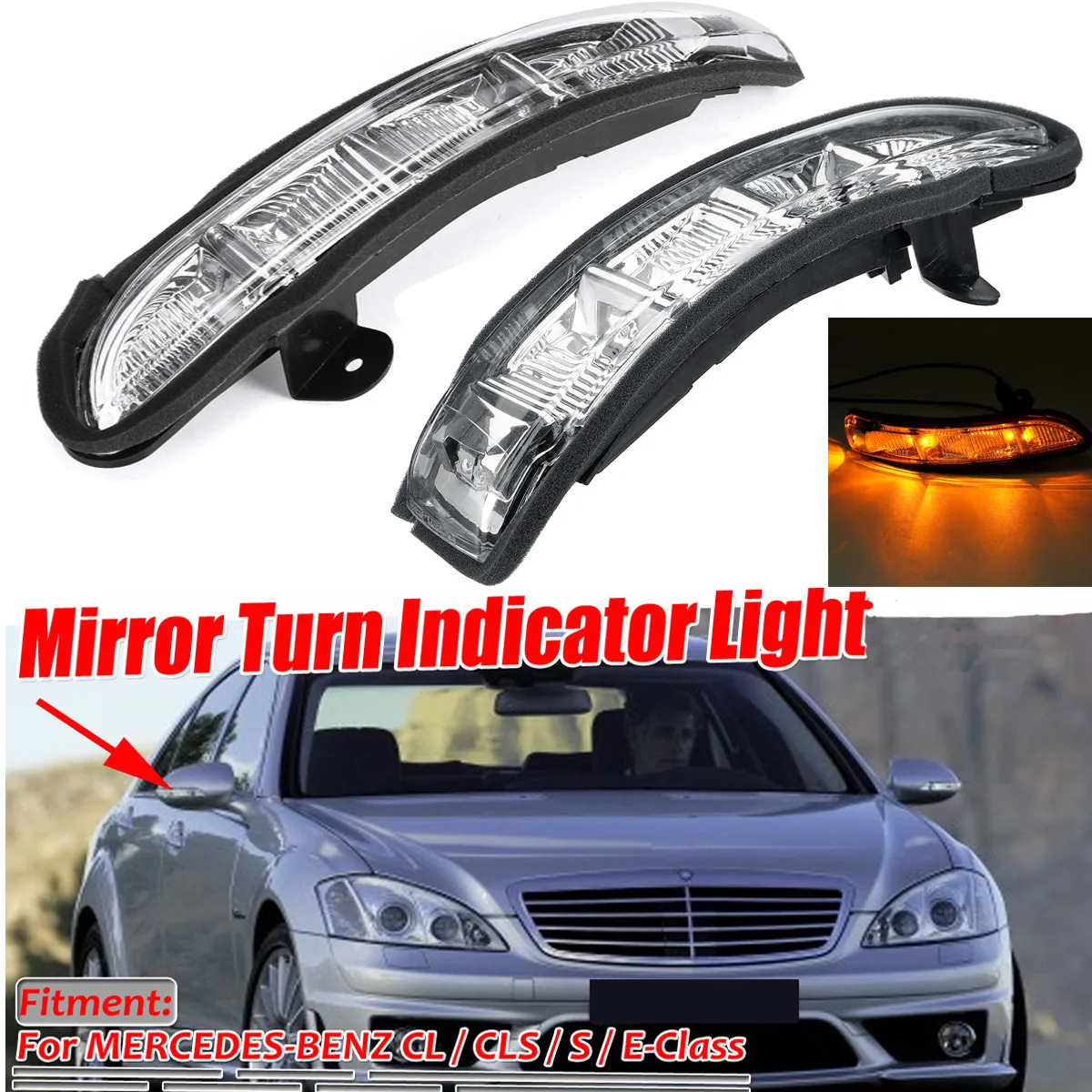 

Car rearview Mirror lamp Turn Signal Light For Mercedes Benz W211 W221 W219 E320 E350 E550 S600 2007-2010 A2198200521 2198200621