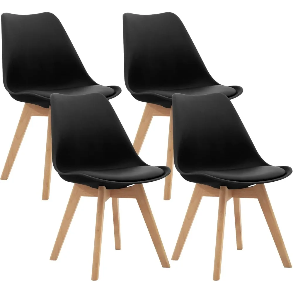 Mid Century Modern Dining Chair, Set of 4, Suitable for Kitchen and Dining Room, Wood Legs Design