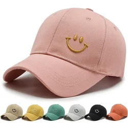 Smiling Baseball Cap for Women Men Adjustable Low Profile Unstructured Cotton Dad Hat Fishing Hat Smile Face Embroidery Cap