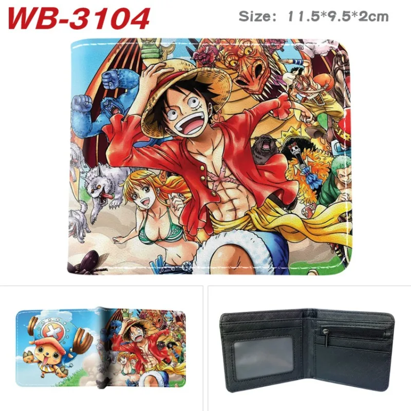 

Creative Cartoon One Piece Anime Peripheral Full-color Wallet One Piece Luffy Printed Coin Purse Folded Short Wallet Card Bag