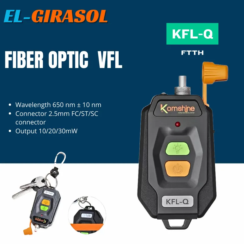 

Fiber Optical VFL Komshine KFL-Q10-30MW Visual Fault Locator Optical Cable Tester Optic Fiber Break Checker 8-25KM FTTH