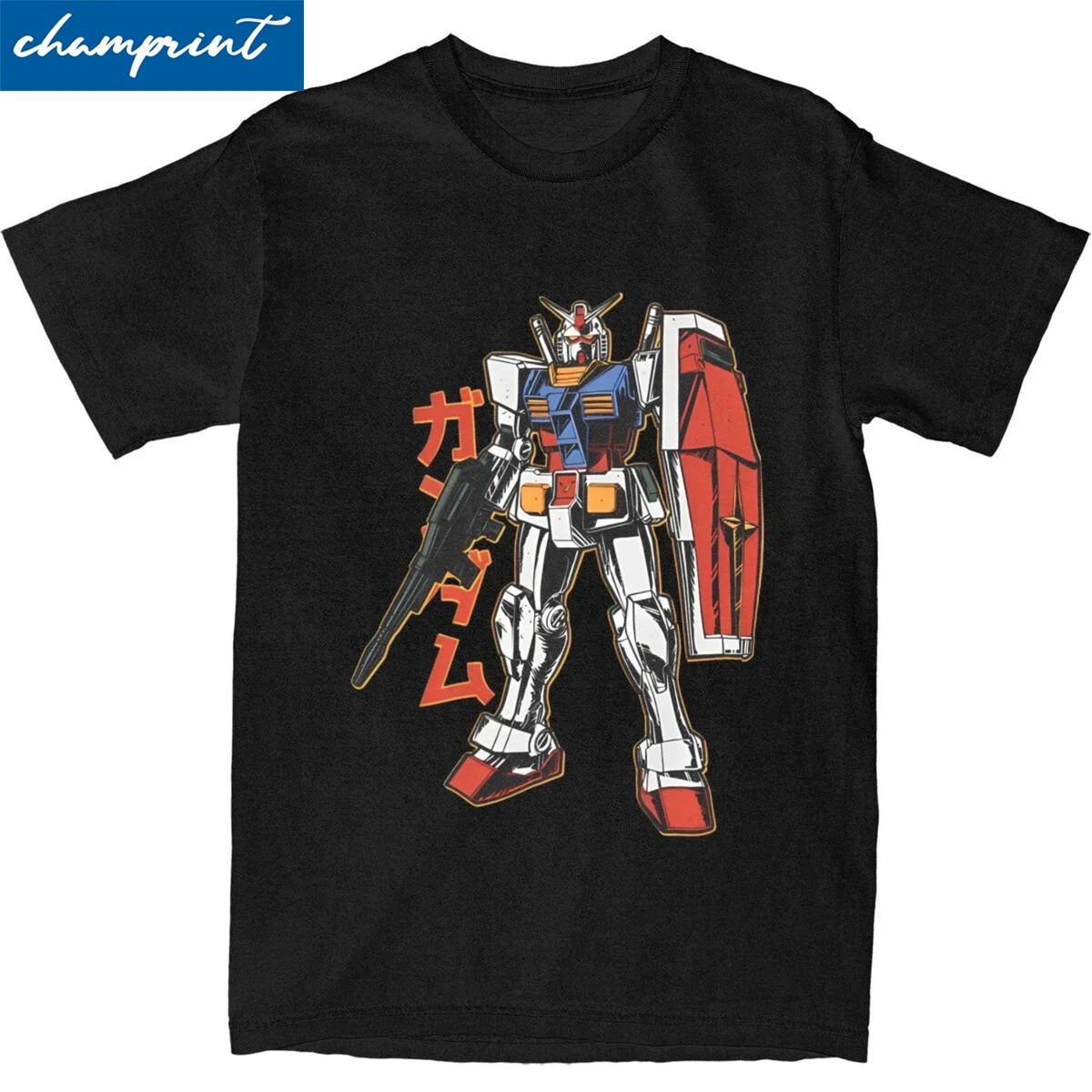 Casual RX 78 2 Gundam T-Shirt Men's 100%Cotton Short Sleeve Round Neck Top Tee