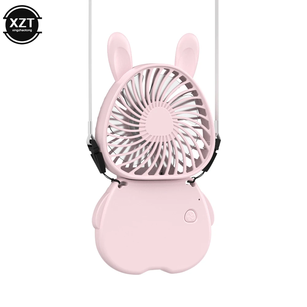 New USB Rechargeble Hanging Neck Fan Folding Mini Portable Small Fans Handheld Desktop Camping Pocket Silent Fan