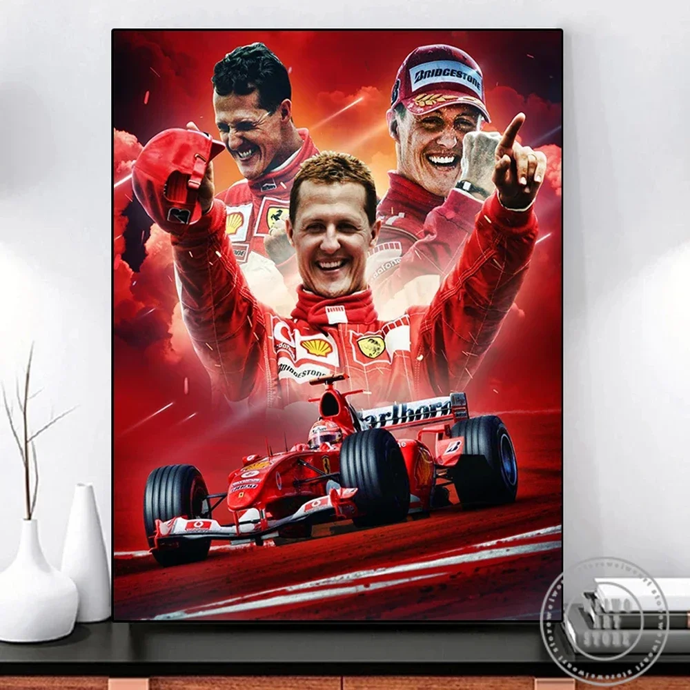 Плакат-с-чемпионом-мира-f1-Шумахер-Формула-1-автомобильный-холст-художественное-произведение-красные-гоночные-настенные-художественные-принты-идеальная-картина-для-интерьера-комнаты-деко