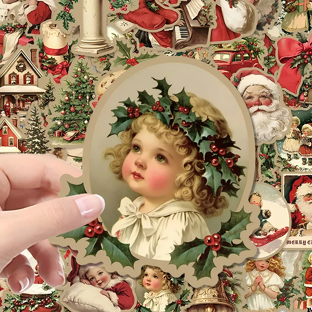 10/30/50 stücke Retro Weihnachten Santa Claus Graffiti Aufkleber Ästhetische Cartoon Aufkleber Gepäck Telefon Laptop Aufkleber Dekoration Geschenk