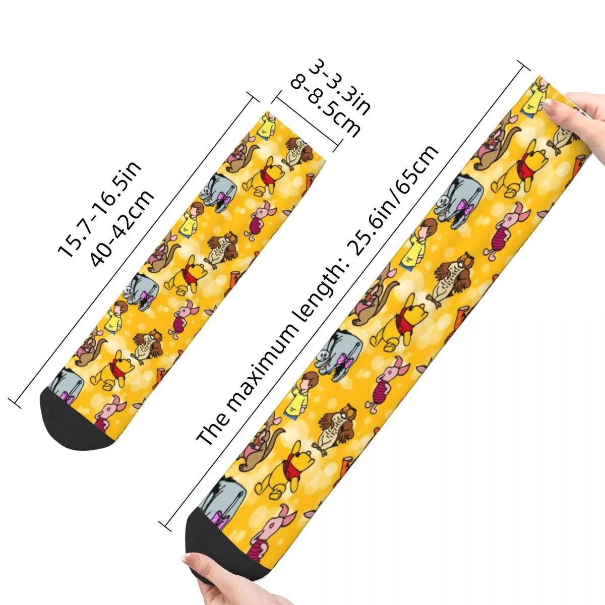 Happy Funny Men\'s Socks Harajuku Yellow Pooh Bear Eeyore Tigger Party Sock New Sport Women Socks Spring Summer Autumn Winter