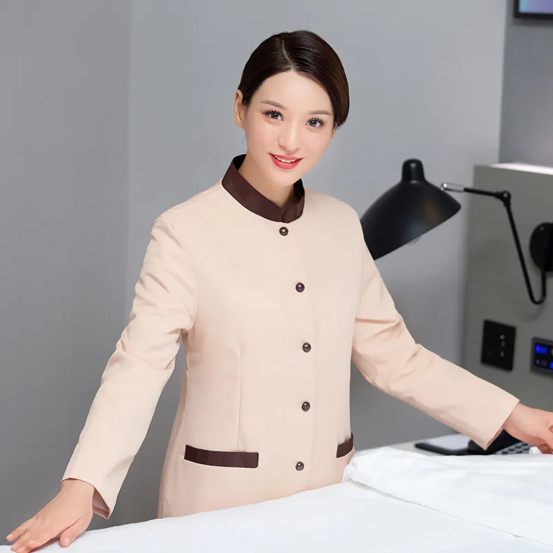 Autumn Winter Cleaning Uniform Thickened Cotton Hotel Guesthouse Housekeeping School Property Cleaner Aunt Work Long Sleeve