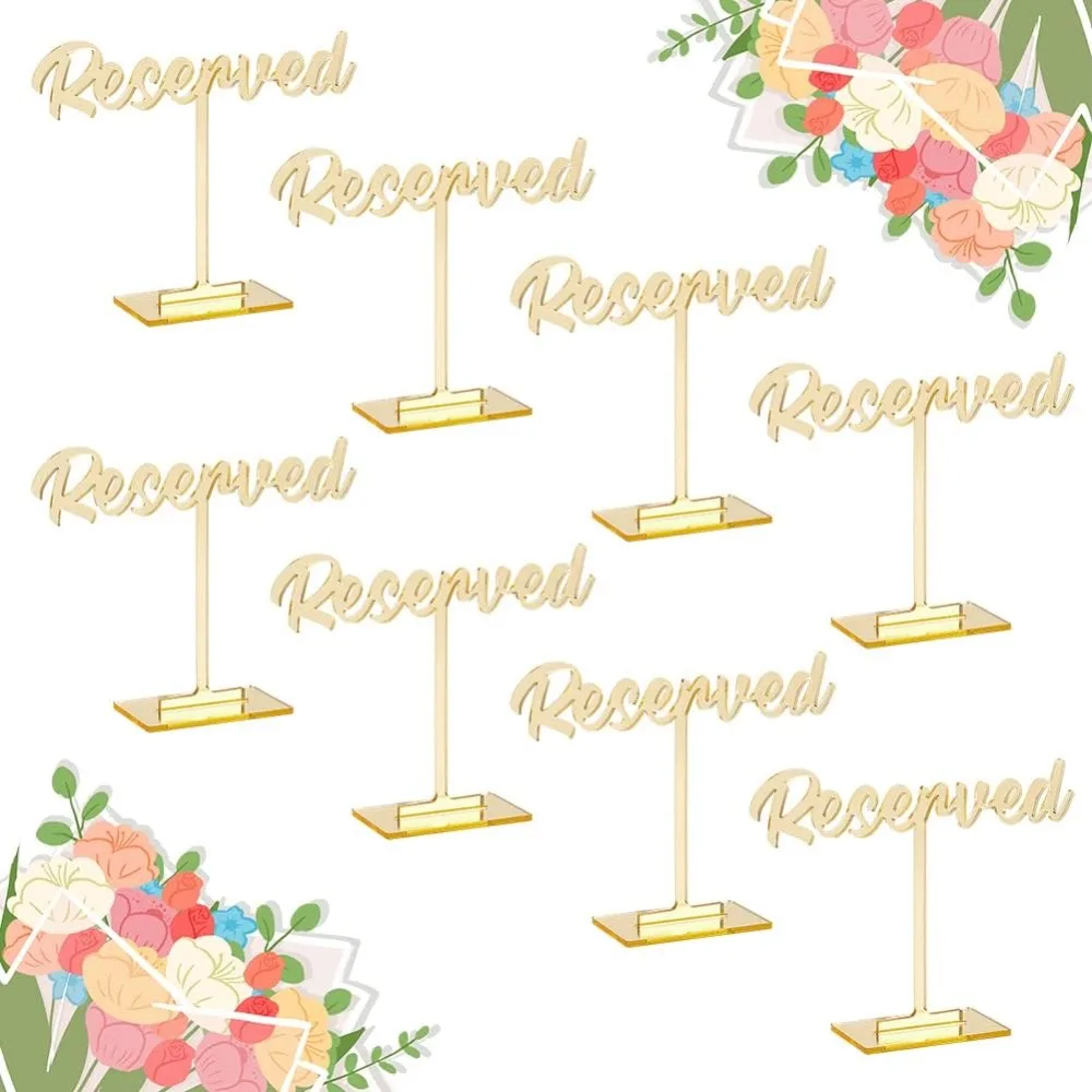 8 Packs Acrylic Reserved Table Sign Golden Wedding Reserved Seating Signs Mirrored Wedding Reception Sign Guest Reservatio