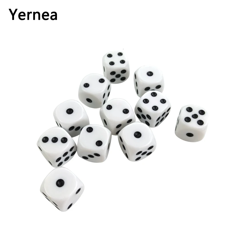 Dice High-quality 100Pcs/Lot 16mm Dice Set White Black Point Drinking Dice Acrylic White Round Corner D6 Points Dice Club Party 5