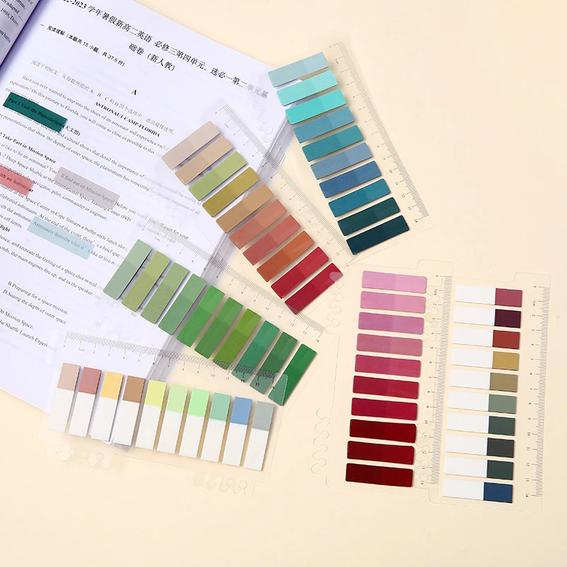 Colorido Índice Fluorescente Transparente Tabs, PET Sticky Note, Page Marker, Planner Stickers, Escritório e Material Escolar, 200 Folhas