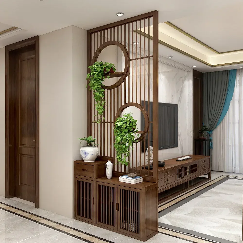 Song-style New Chinese-style Solid Wood Screen Blocking Simple Antique Seat Screen Black Walnut FurnitureD21