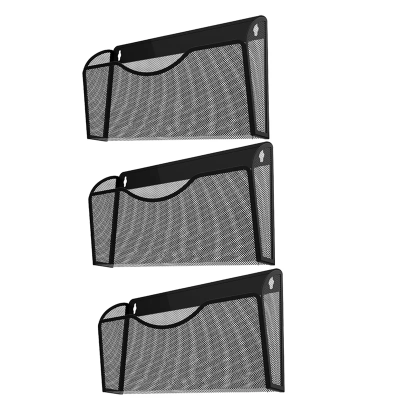 

AD78-Magnetic File Holder 3 Pockets File Folder Organizer, Office Hanging Magazine Rack For Refrigerator, White Board